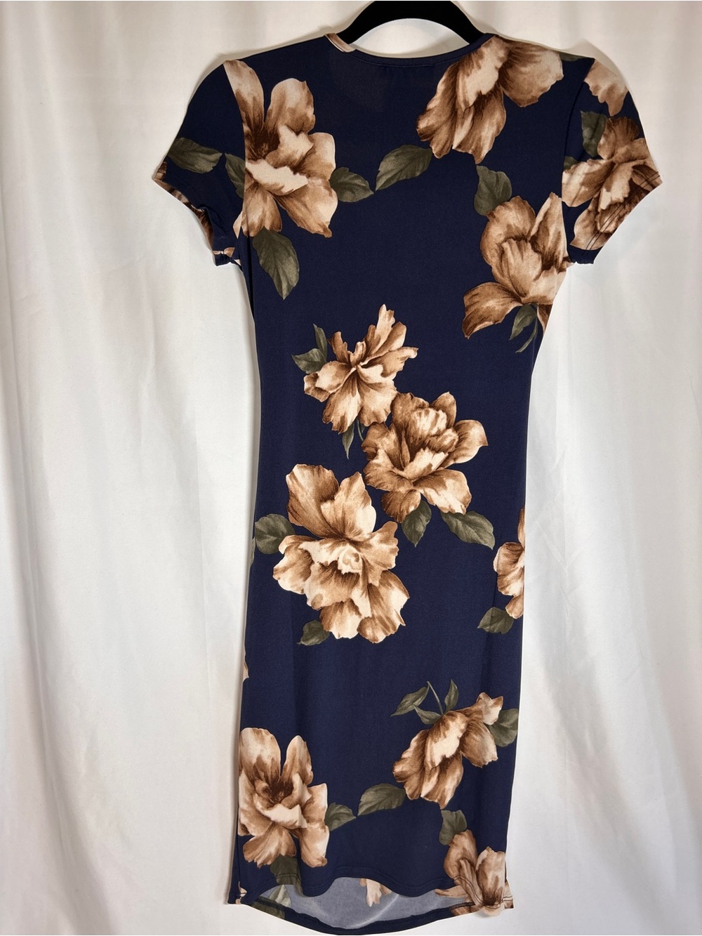 My Bump Maternity Floral Ruched Dress Size Small Navy Blue Short Sleeve NWT - Picture 9 of 10